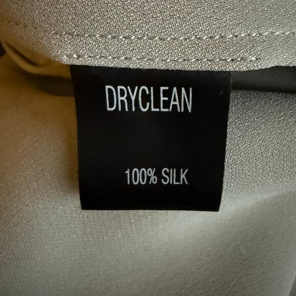 Xander 100% Silk Long Button Down Tunic Blouse Shirt Dress in Light Gray, Size 4 - Picture 10 of 10